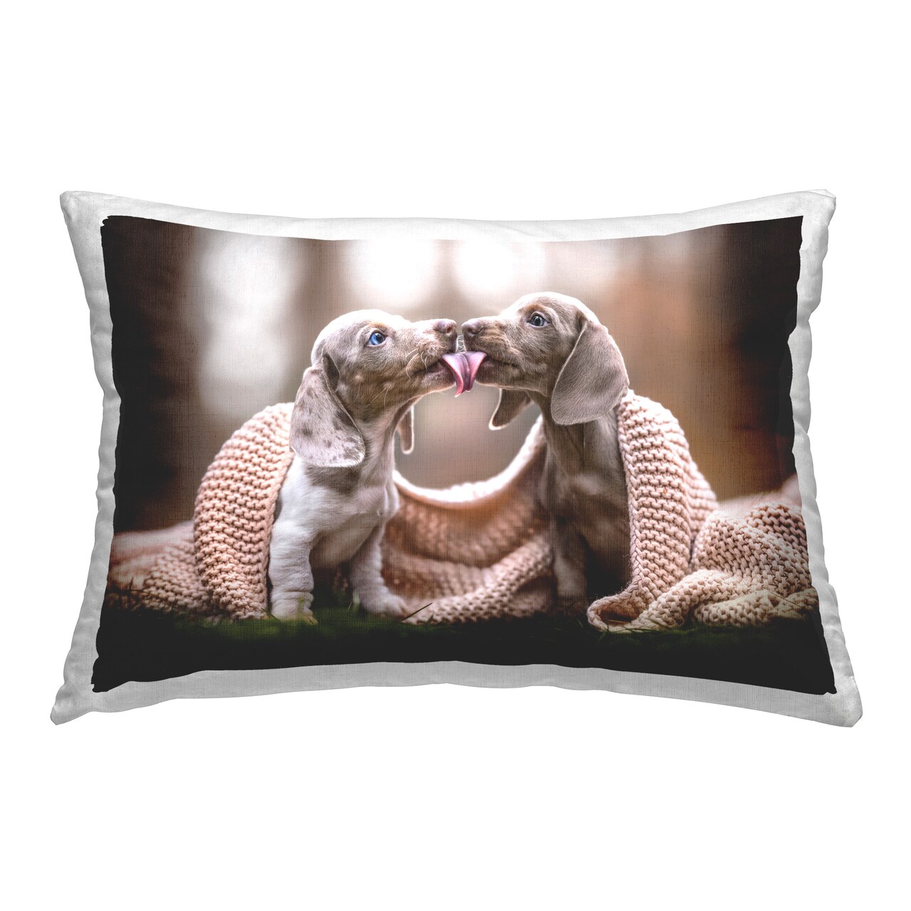 Playing Puppies with Scarf Design by Natalie Grosse Throw Pillow